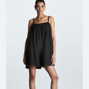 COS Gathered Strappy Black Romper Playsuit, Sz M - NWT